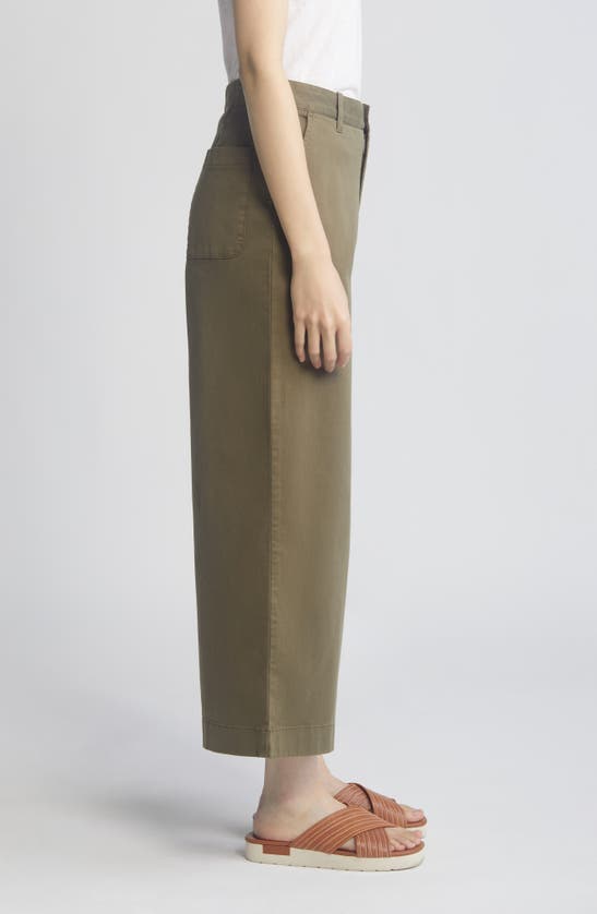 Shop Caslon Ultra High Rise Wide Leg Twill Pants In Olive Burnt