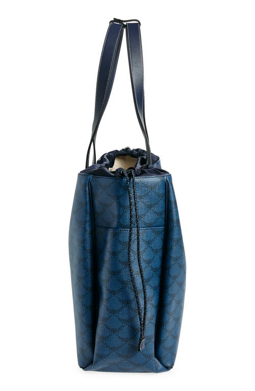 Shop Mcm Extra Large Himmel Lauretos Coated Canvas Tote In Navy Blazer