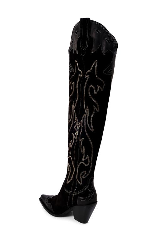 Free People Wild West Knee High Boot In Black Suede