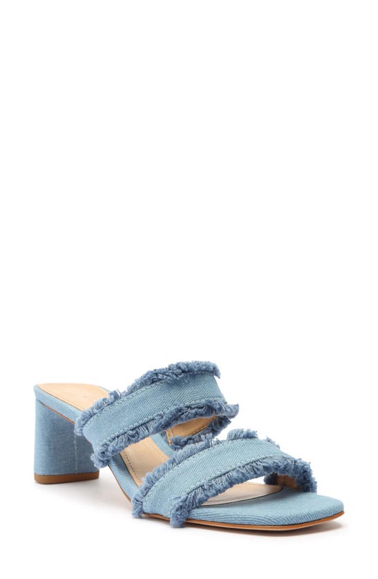 Schutz Amely Mid Block Denim Sandal In Azul/ Summer Jeans