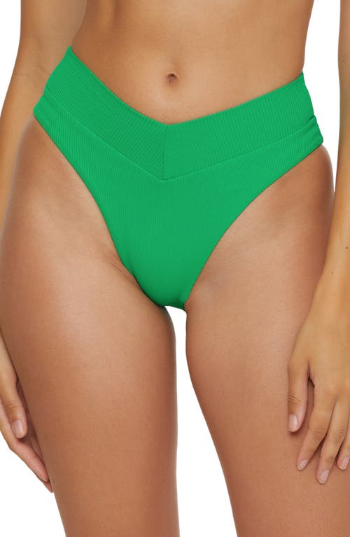 Becca Modern Edge High Waist Bikini Bottoms in Verde at Nordstrom, Size Large