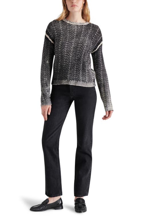 Shop Steve Madden Renzo Marled Cotton Crewneck Sweater In Black