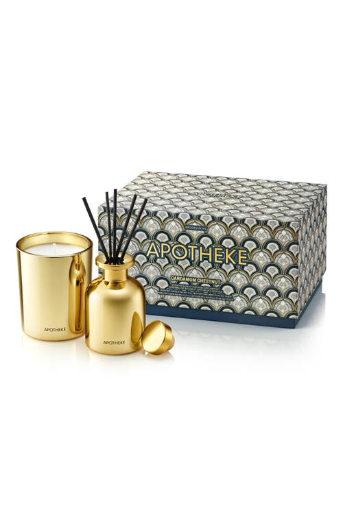 APOTHEKE Mini Candle & Mini Reed Diffuser Home Fragrance Duo in Cardamom Chestnut 