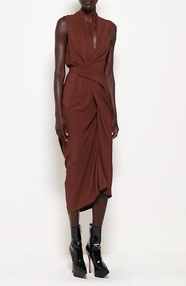 Rick Owens Sleeveless Draped Midi Dress | Nordstrom