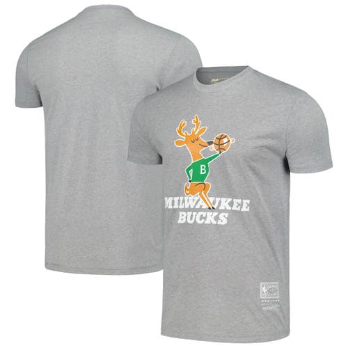 Unisex Mitchell & Ness Gray Milwaukee Bucks Hardwood Classics MVP Throwback Logo T-Shirt
