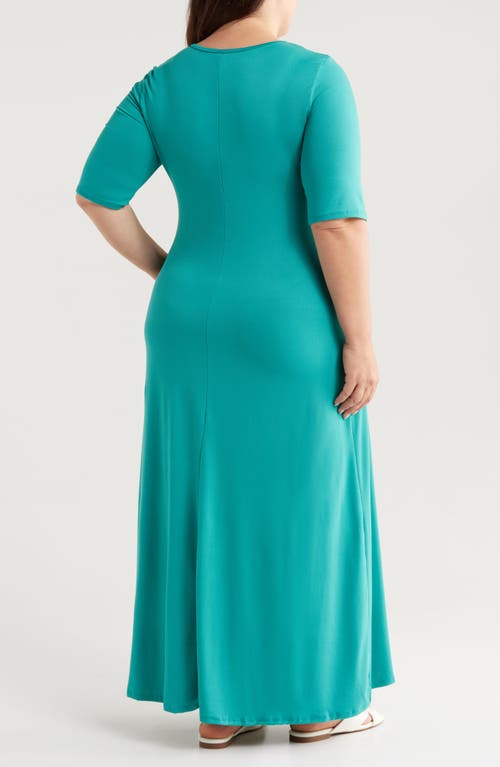 Shop 24seven Comfort Apparel Scoop Neck Jersey Maxi Dress In Jade