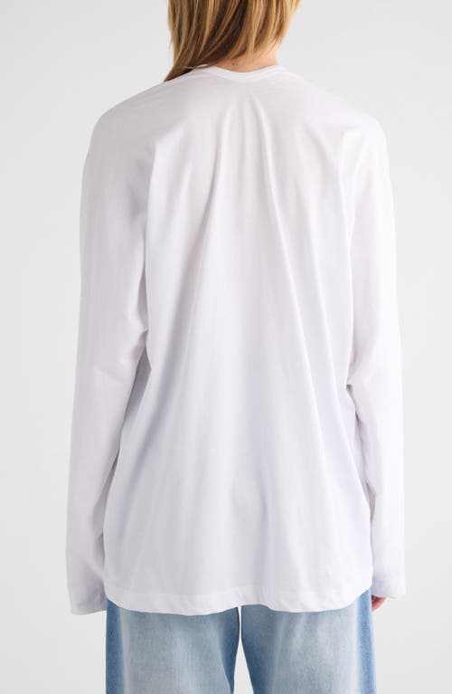 Shop Dries Van Noten Hena V-neck Long Sleeve Cotton T-shirt In White