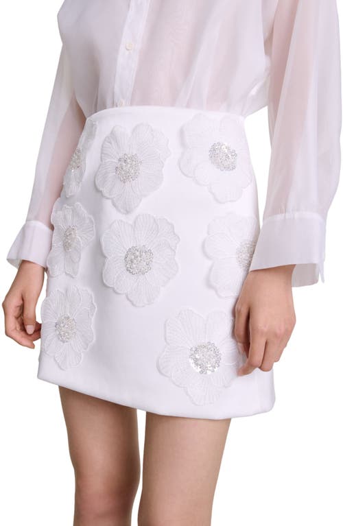 Shop Maje Beaded Satin Floral Skirt In White