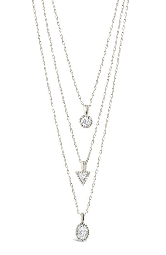 Sterling Forever Julia Layered Pendant Necklace In Silver