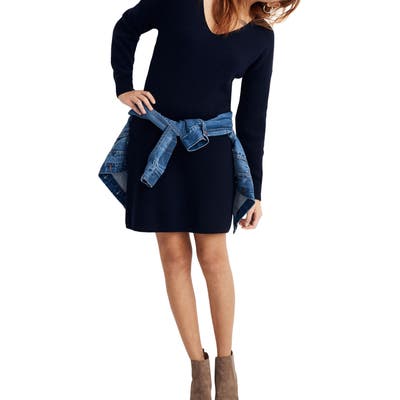 Madewell Relaxed Long Sleeve Sweater Dress, Blue