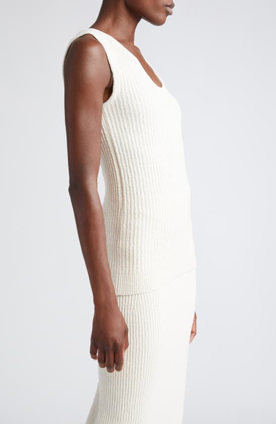 Totême Beige Textured Tank Top In Ecru
