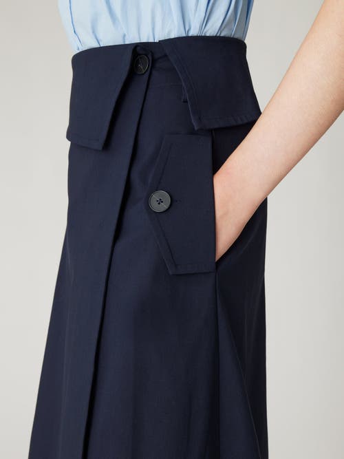 Shop Rebecca Taylor Refined Sateen Foldover Wrap Skirt In Dark Navy