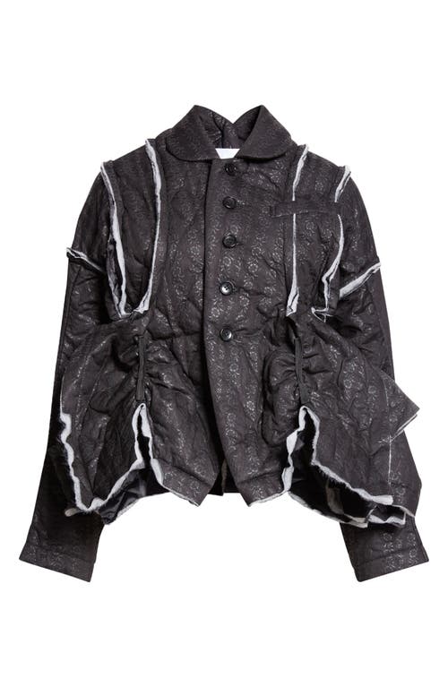 Shop Tao Comme Des Garçons Floral Quilted Dobby Stripe Jacket In Black