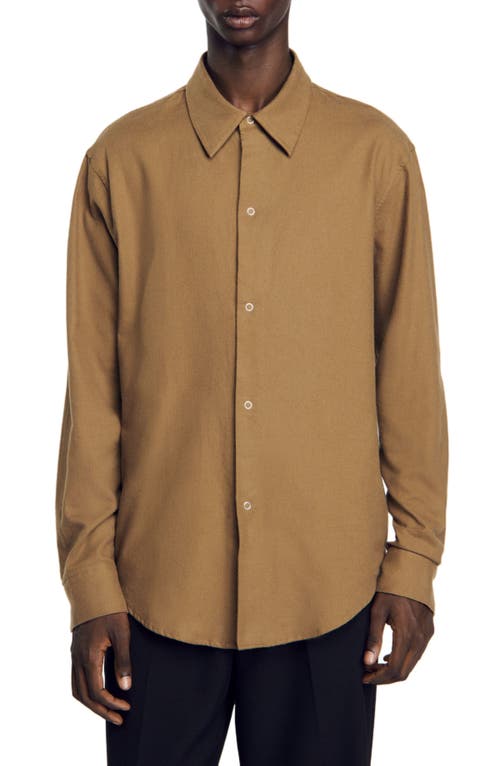 Shop Sandro Flannel Shirt In Olive Green