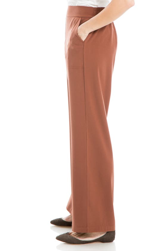 Max Studio Twill Easy Wide Leg Trouser In Chestnut