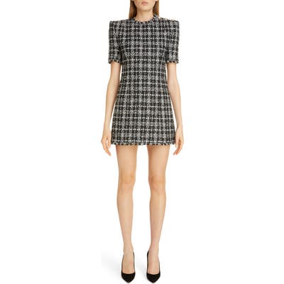 Balmain Metallic Tweed Minidress, 8 FR - Black