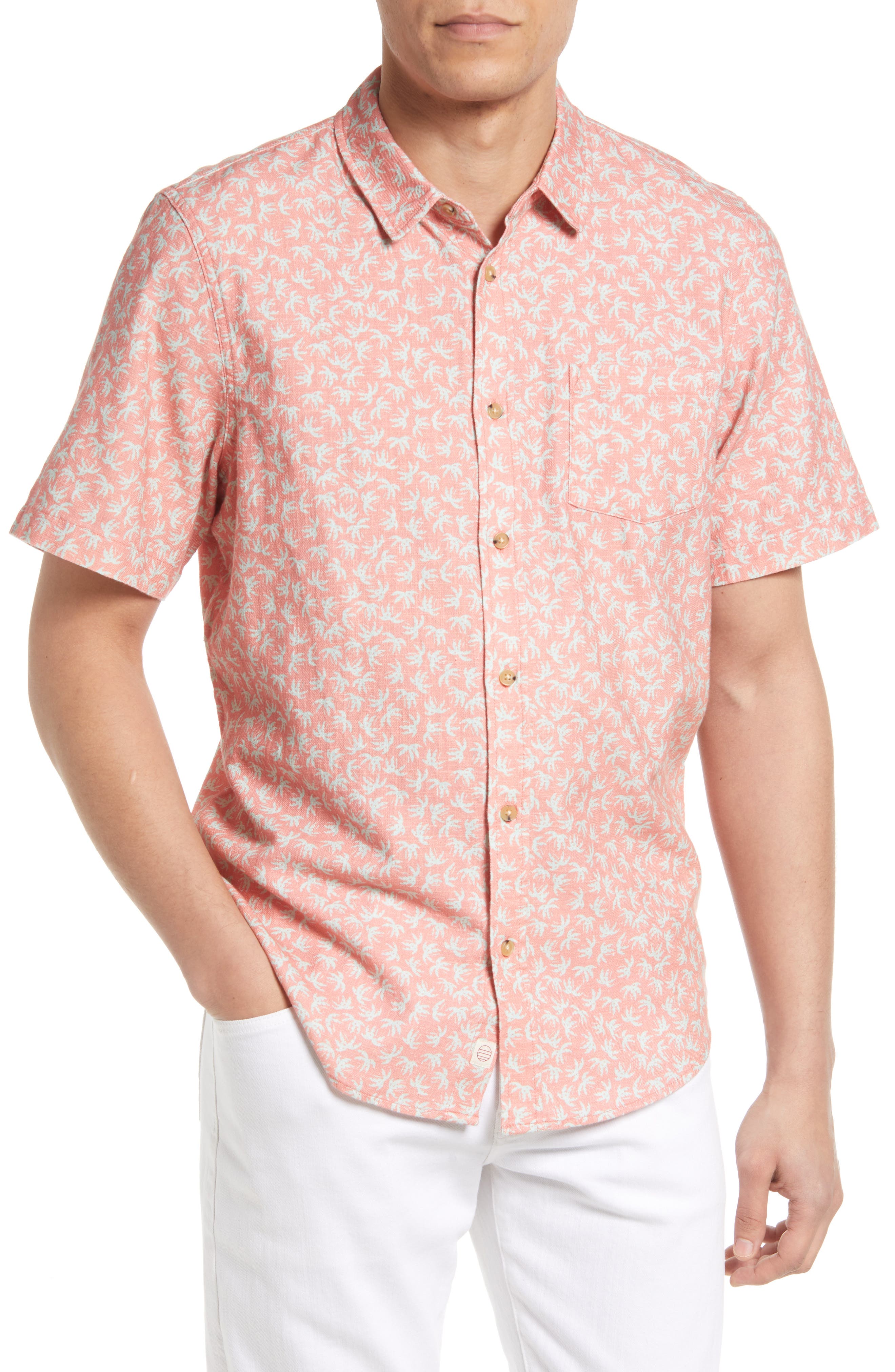 mens pink button up shirt short sleeve
