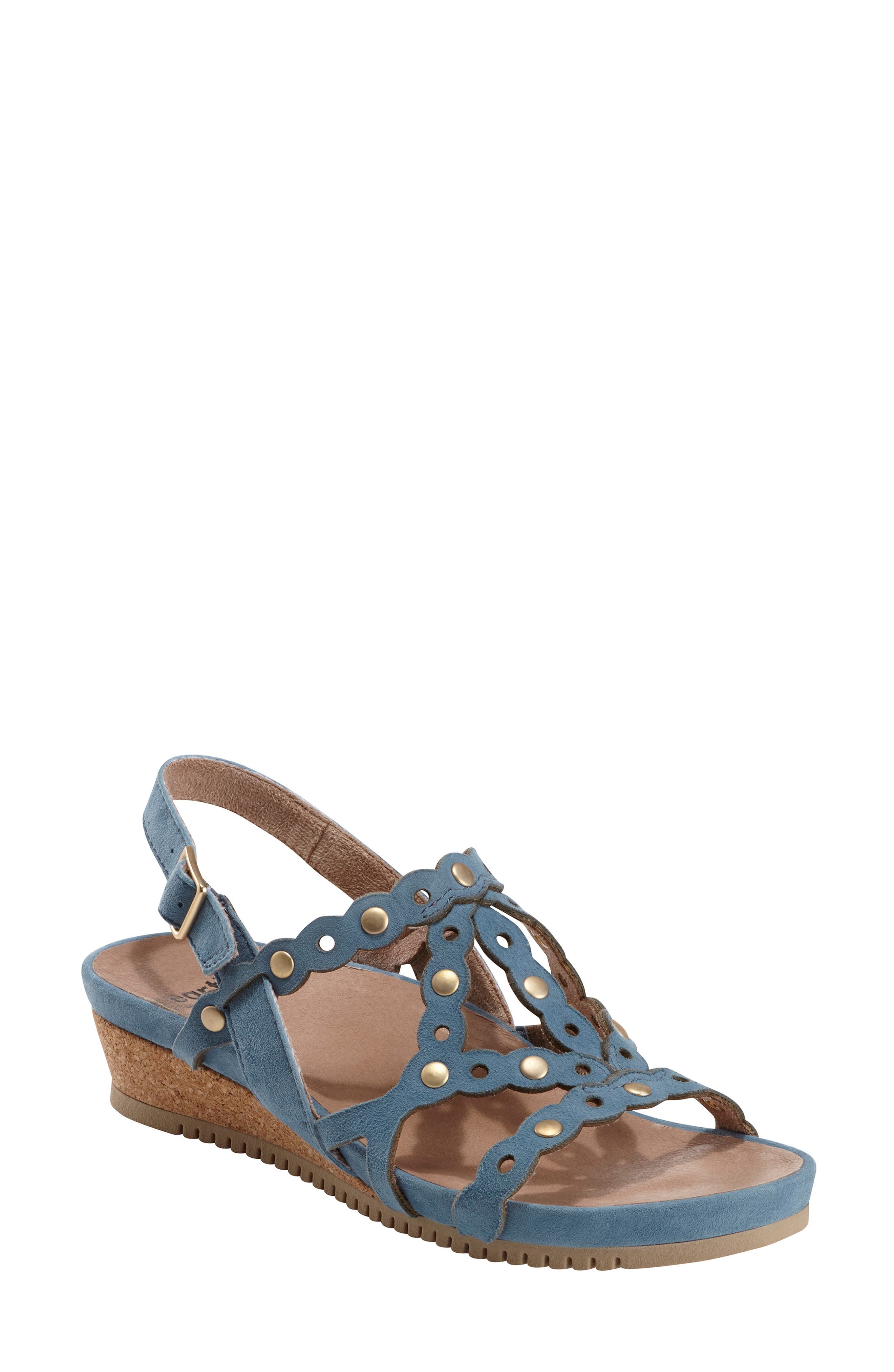Earth Leo Slingback Wedge Sandal, Blue