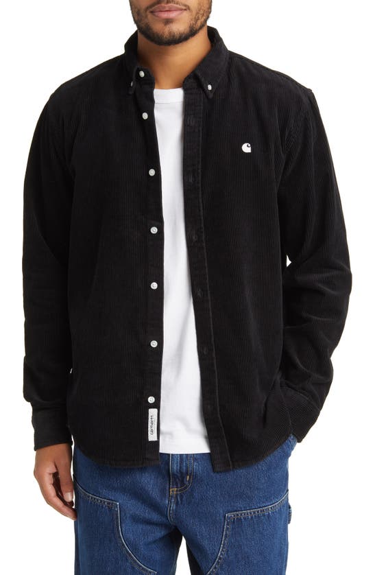 Carhartt Madison Shirt In Black / Wax