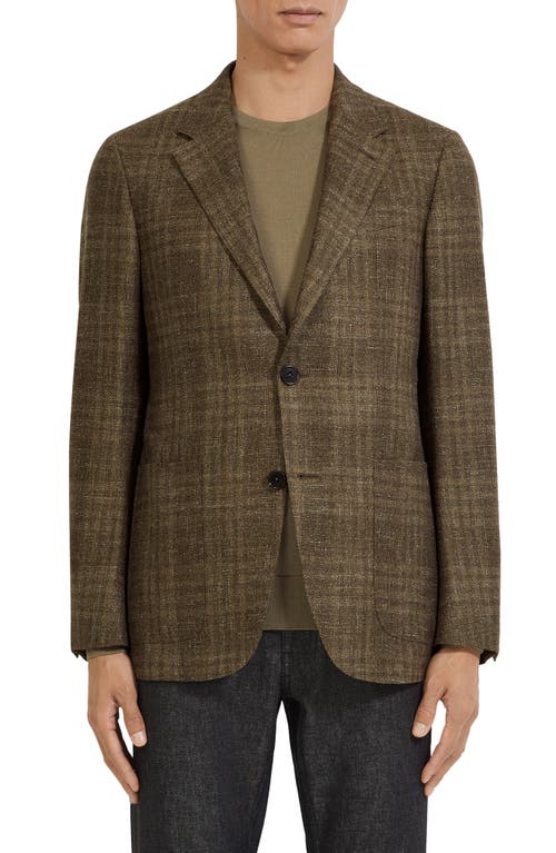 ZEGNA Crossover Plaid Wool Blend Sport Coat in Fango 