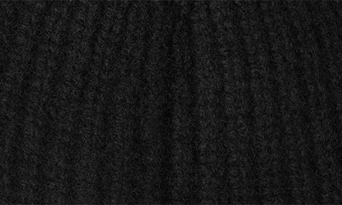 Mulberry Solid Textured Rib Lambswool Beanie In Black