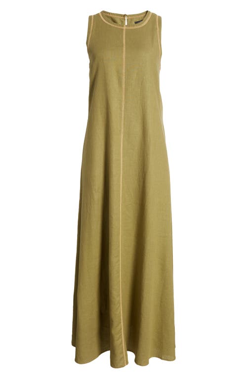 Shop Halogenr Halogen(r) Seam Sleeveless Linen Blend Maxi Dress In Olive Drab Green