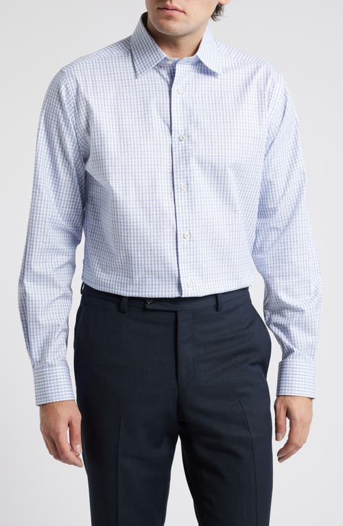 David Donahue Trim Fit Check Cotton Dobby Dress Shirt in Blue/Sky 