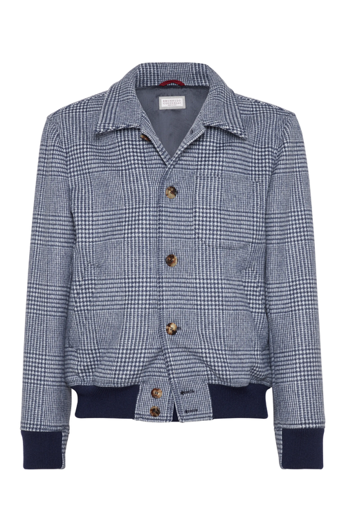 Shop Brunello Cucinelli Shirt-style Bomber Jacket In Indigo