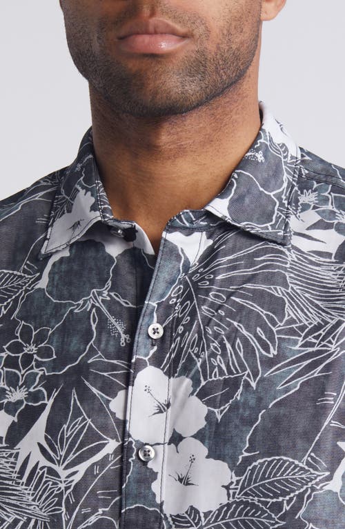 Shop Tommy Bahama Playa Coconut Point Floral Short Sleeve Button-up Shirt In Black