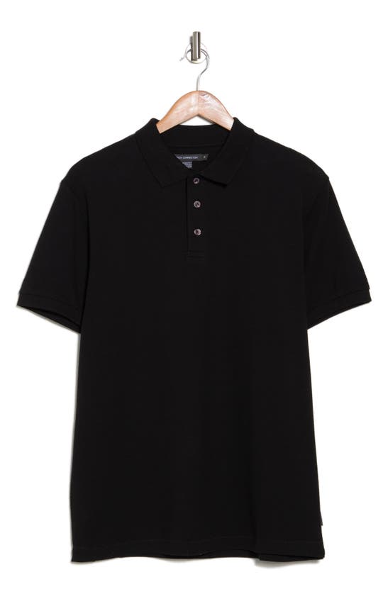 French Connection Popcorn Cotton Polo In Black