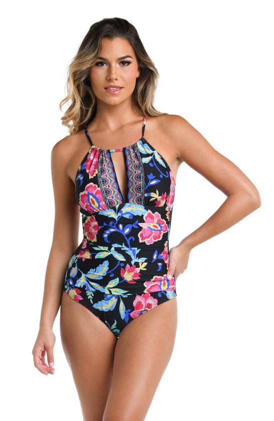 Shop La Blanca Midnight Keyhole One-piece Swimsuit In Black