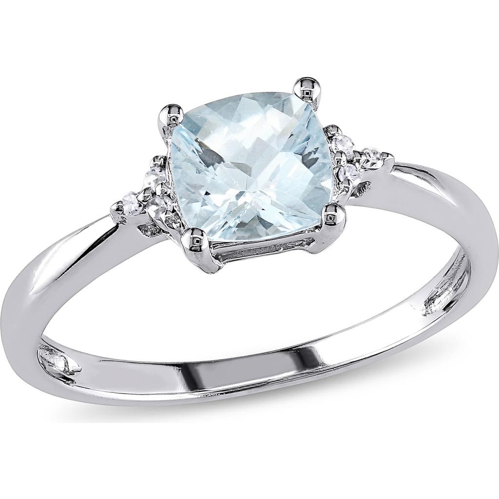 Delmar Cushion-cut Aquamarine & Diamond Ring In Blue