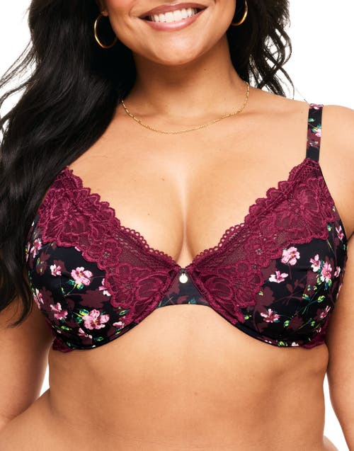 Shop Adore Me Aleena Unlined Plunge Bra In Floral Black