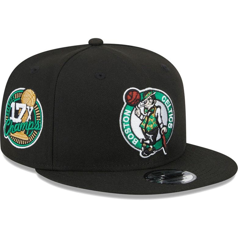 New Era Black Boston Celtics 17-time Champions Commemorative Side Patch 9fifty Snapback Hat