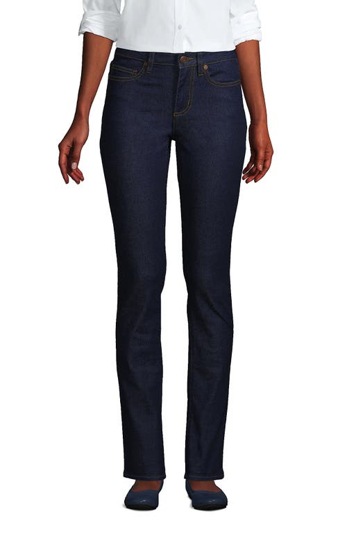 Shop Lands' End Recover Mid Rise Straight Leg Blue Jeans In River Rinse