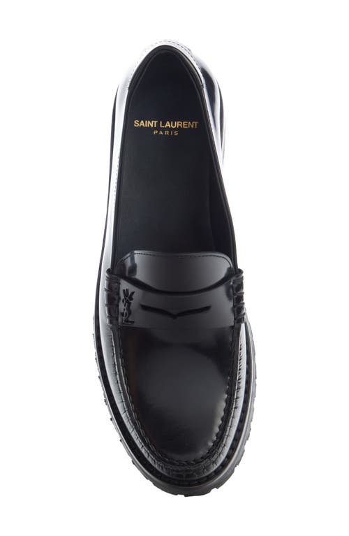 Saint Laurent Le Loafer Monogram Penny Loafer In Nero/nero