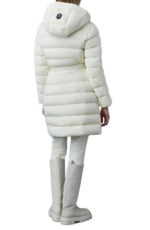 Mackage Ashley Down Puffer Coat With Velcro Belt In Cream