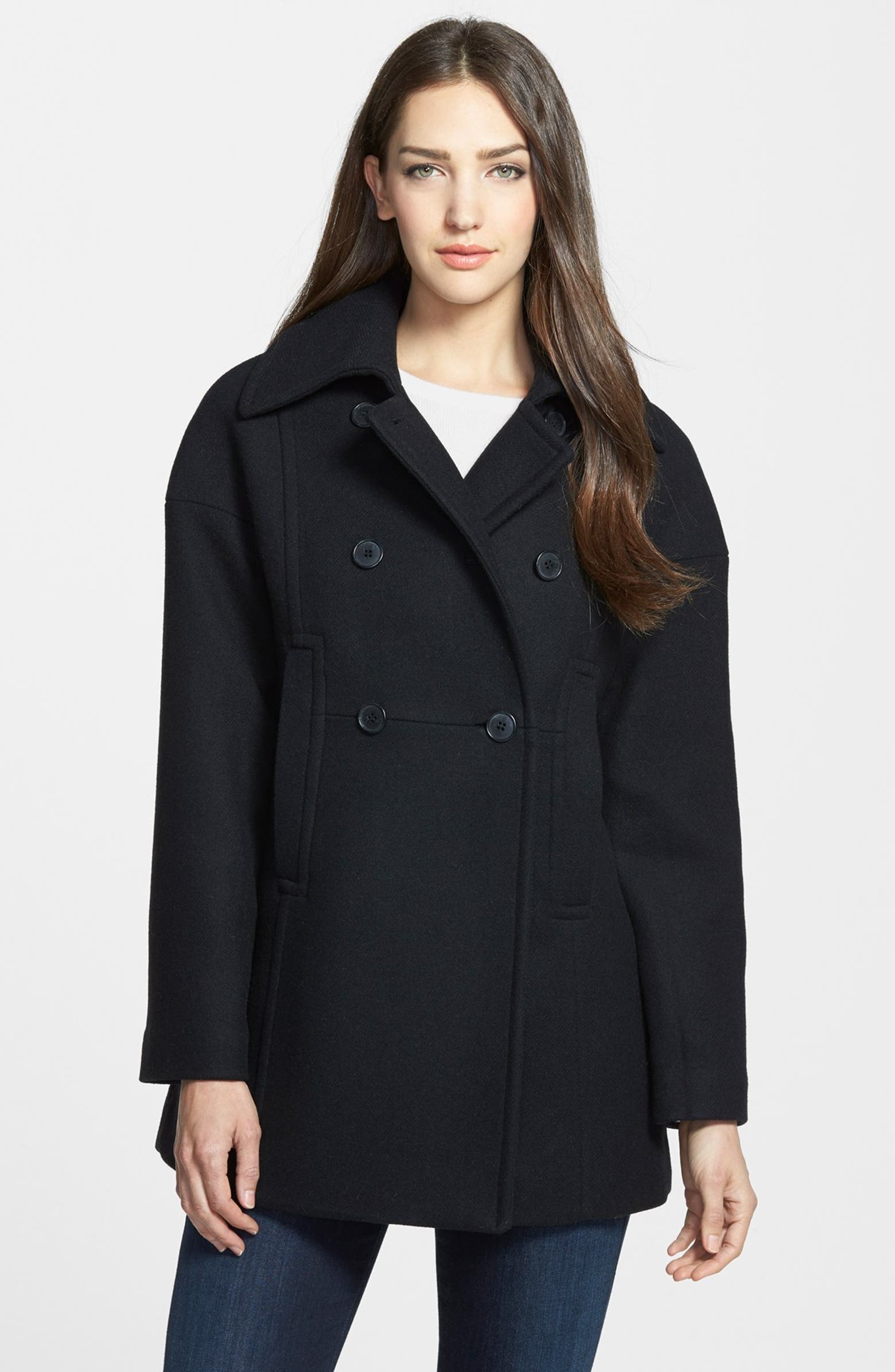 Trina Turk Double Breasted Wool Blend Peacoat | Nordstrom