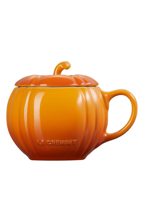 Le Creuset Pumpkin Mug With Lid With $5 Credit In Persimmon
