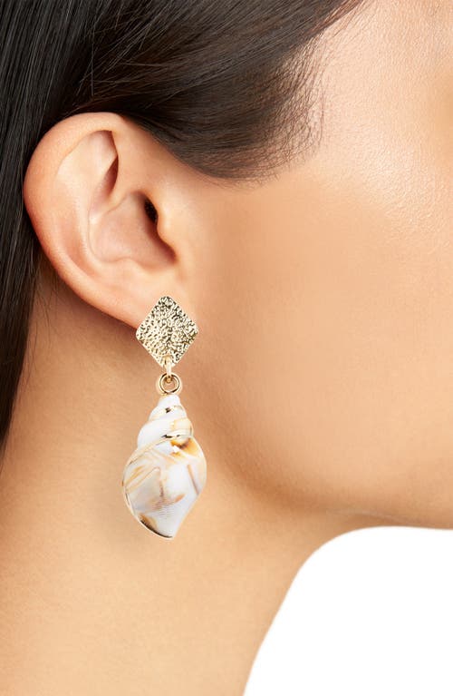 Shop Tasha Sea Shell Drop Earrings In Gold/white Multi