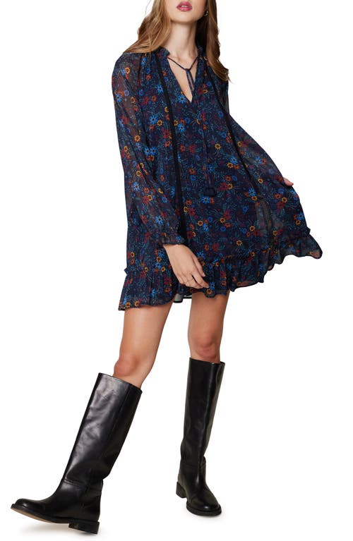 Lost + Wander Midnight Festival Floral Long Sleeve Minidress in Navy Floral