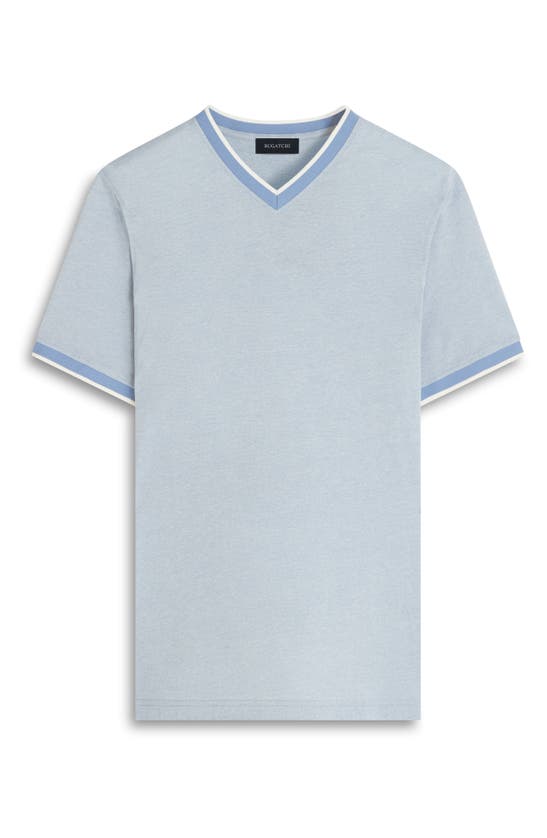 Shop Bugatchi High V-neck T-shirt In Air Blue