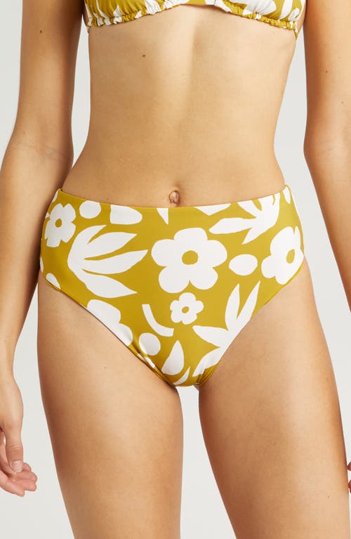 Pretty Daze Reversible High Waist Bikini Bottoms in Moss