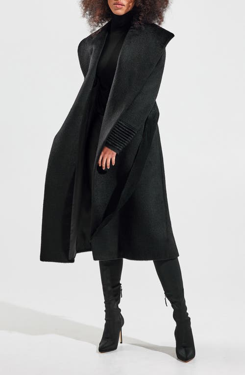 Sentaler Shawl Collar Alpaca & Wool Longline Wrap Coat In Black