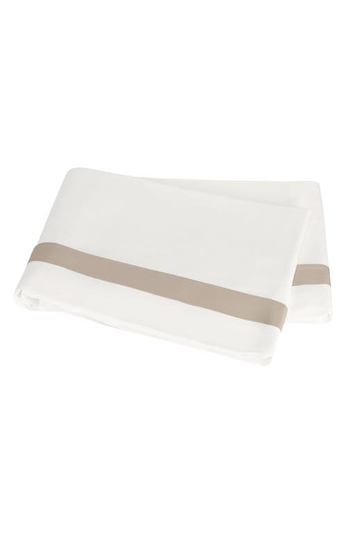 Matouk Ambrose 600 Thread Count Egyptian Cotton Sateen Flat Sheet In Bone/khaki