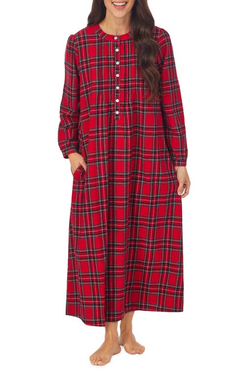 Lanz of Salzburg Ballet Long Sleeve Flannel Nightgown in Red Plaid