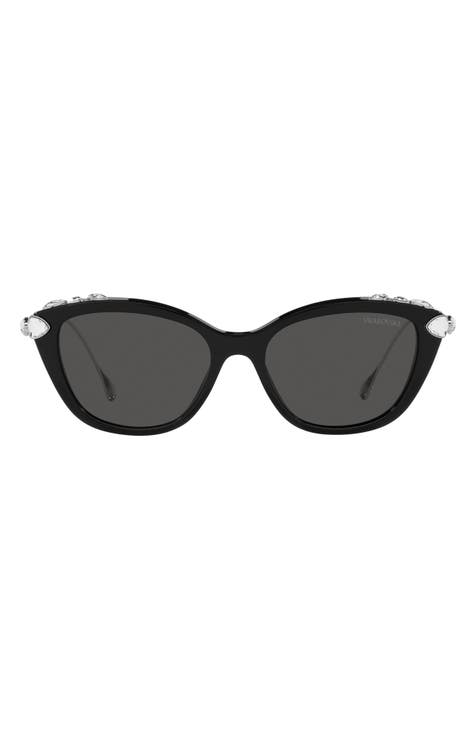 Grace Cat Eye Sunglasses, Matte Black & Grey Gradient Sharp