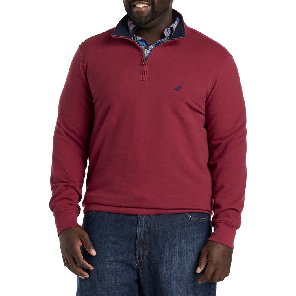 Nautica Mens Big & Tall Navtech Quarter-zip Sweatershirt In Autumn Berry