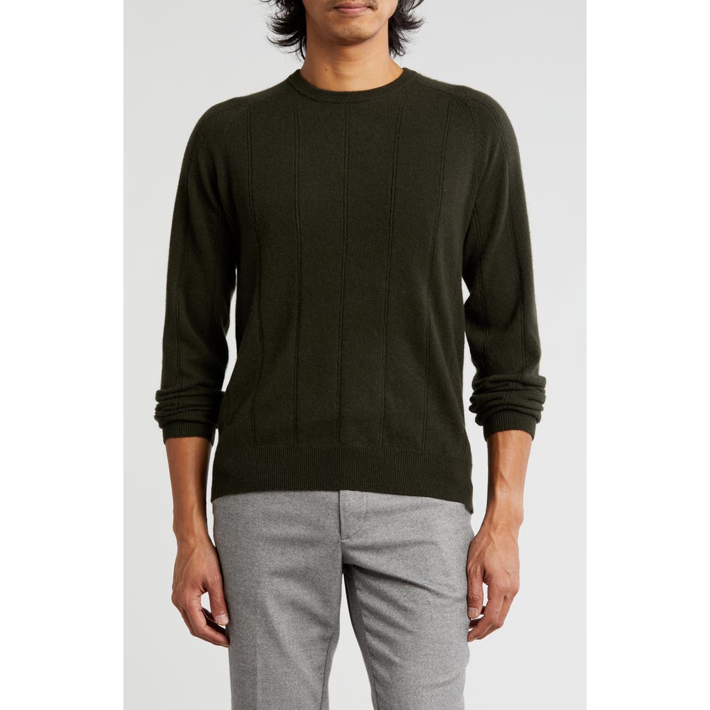 Bruno Magli Amicale Wide Rib Cashmere Sweater In Olive