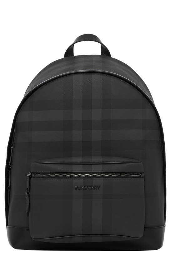 Burberry Jett Checked Canvas Backpack In Black